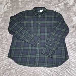 J Crew Men's Plaid Flannel Long Sleeve Shirt XL Blue Green Quality Cotton New